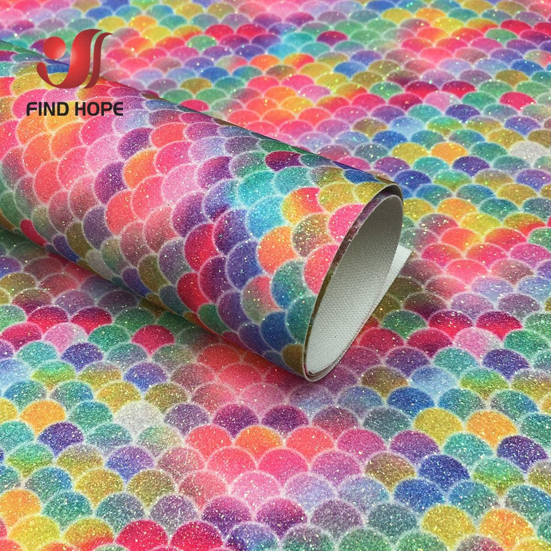 Lisslune | Glittery Rainbow Craft Fabric - 20x30cm Iridescent Art Supplies