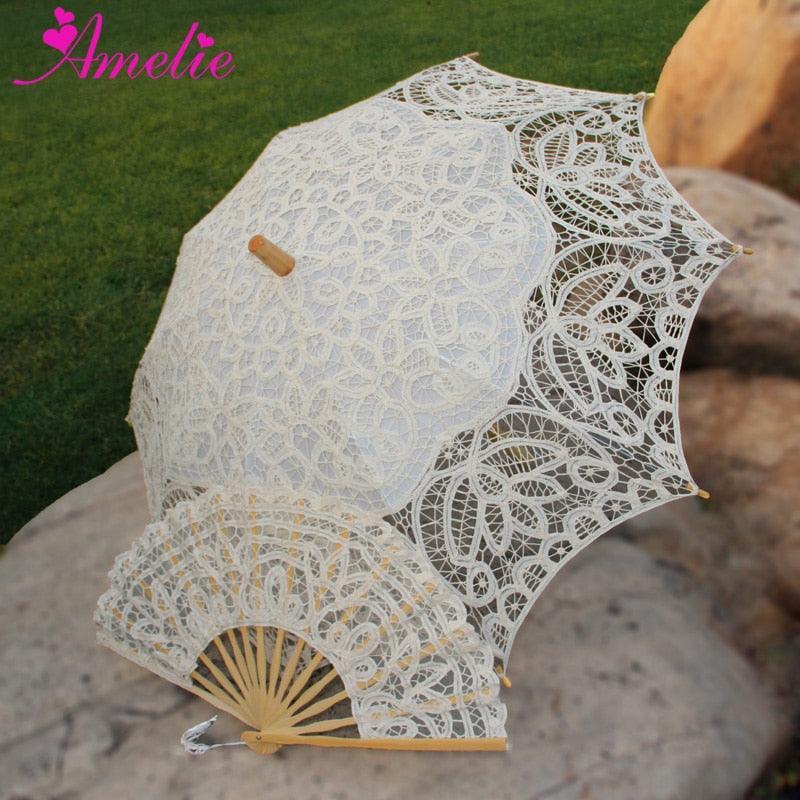 Lisslune | Victorian Elegance Bottle Umbrella and Fan Set: Handmade Timeless Beauty