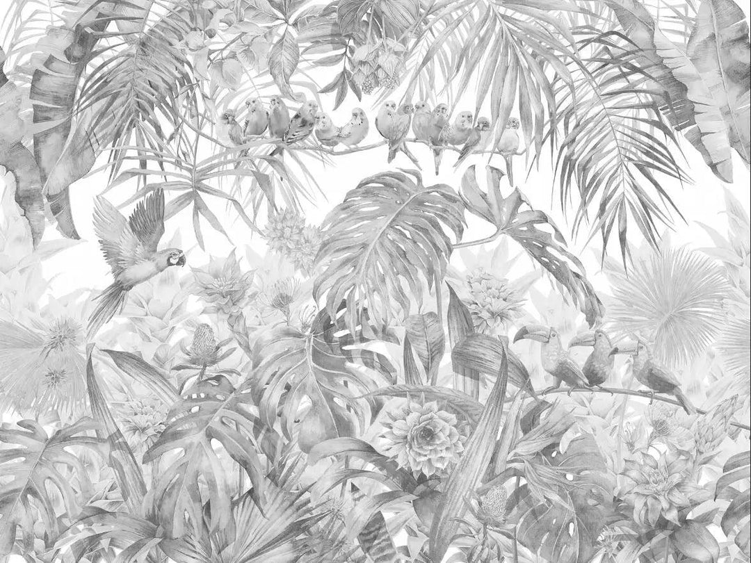 Lisslune | Elegant Monochrome 3D Banana Leaf Wallpaper for Stunning Living Spaces