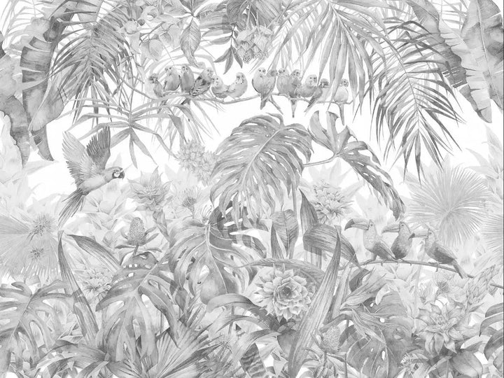 Lisslune | Elegant Monochrome 3D Banana Leaf Wallpaper for Stunning Living Spaces