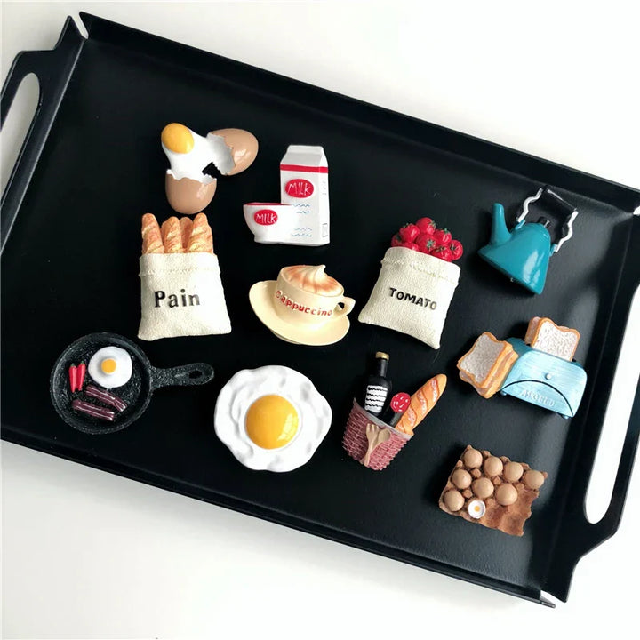 Rynx | Bionic Food Refrigerator Magnet 3D Creative Cartoon Home Decoration Magnetic Cute Refrigerator Magnet Magnetic Sticker Power Message