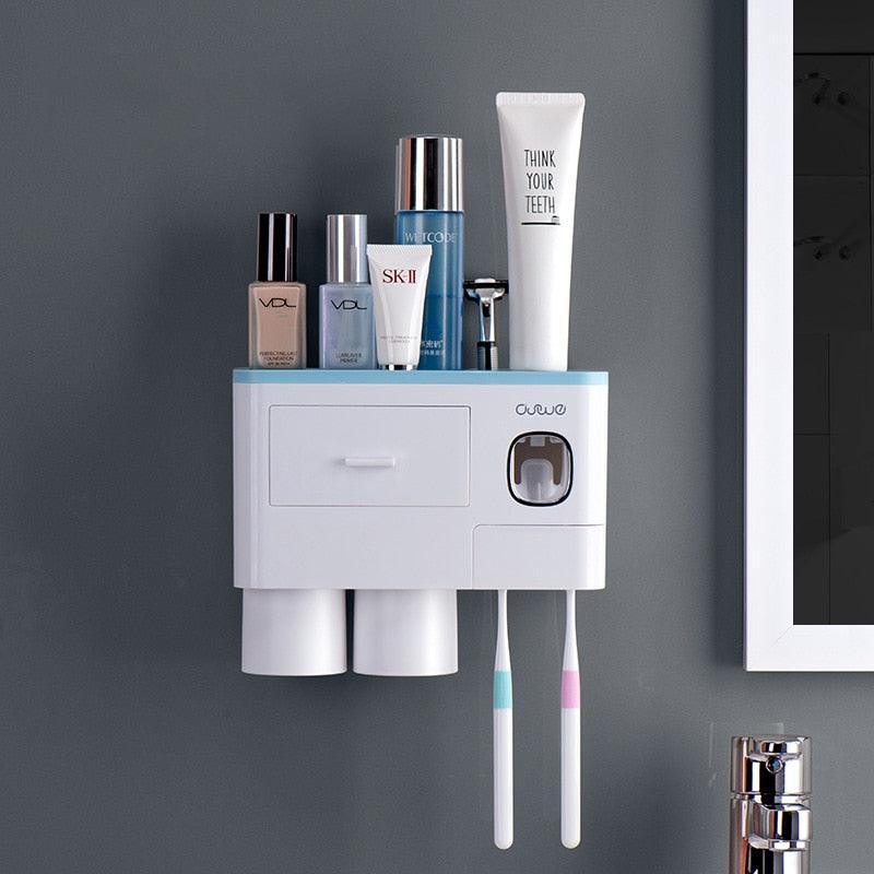 Lisslune | All-in-One Bathroom Organization Set: Toothbrush Holder, Toothpaste Dispenser and more