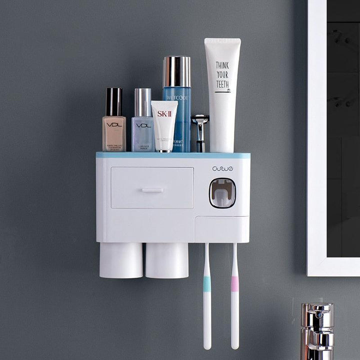 Lisslune | All-in-One Bathroom Organization Set: Toothbrush Holder, Toothpaste Dispenser and more