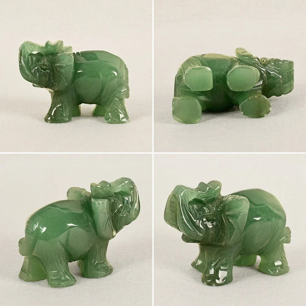 Lisslune | Green Aventurine Jade Stone Elephant Statue
