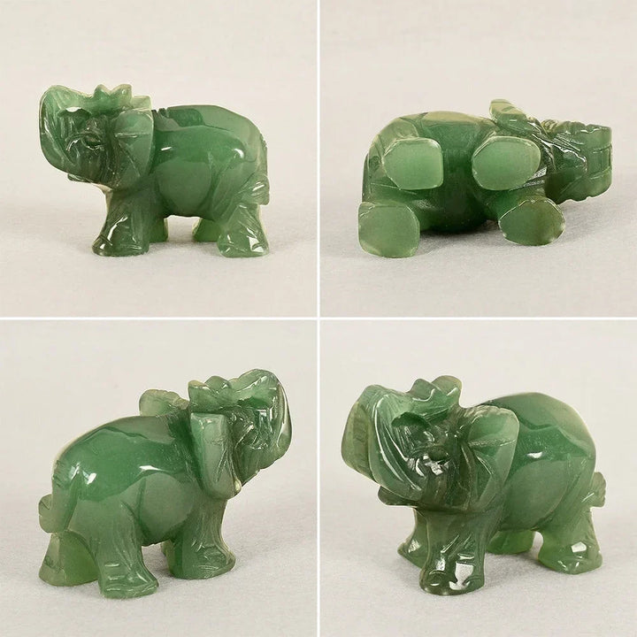 Lisslune | Green Aventurine Jade Stone Elephant Statue
