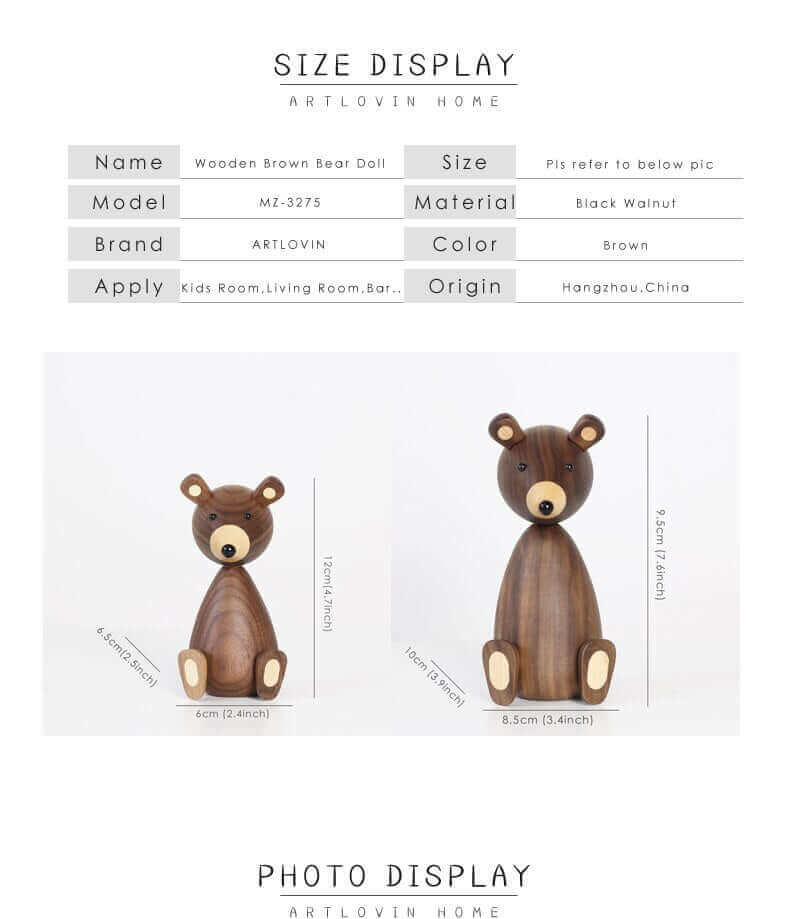 Lisslune | Danish Wood Brown Bear Family Ornaments