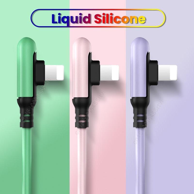 Lisslune | Ergonomic 90-Degree Liquid Silicone iPhone Fast Charge Cable - Available in multiple lengths