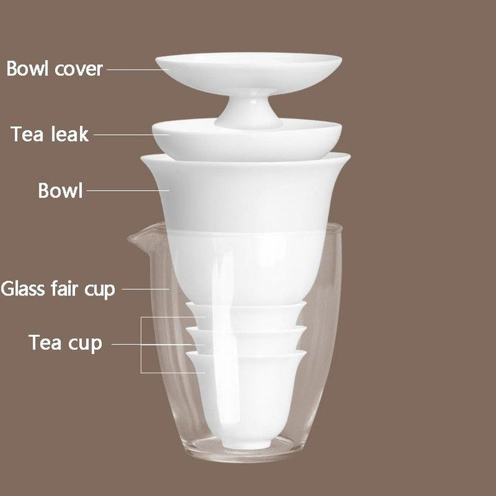 Lisslune | Zen Kung Fu Ceramic Gaiwan Tea Set with Carrying Bag: Enhance Your Tea Ceremony Experience