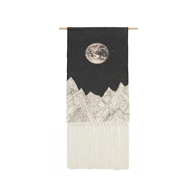 Rynx | Macramé Landscape Wall Tapestry with Handmade Tassels Dormitory Hotel Wall Fabric Blanket Cover Decoration Home Stay Aesthetic Decoration