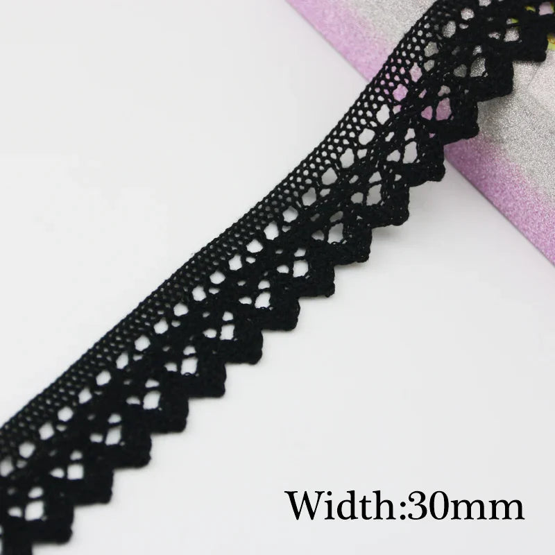 Rynx | (5 meters/roll) black lace fabric cotton embroidery trim DIY sewing handmade craft ribbons materials
