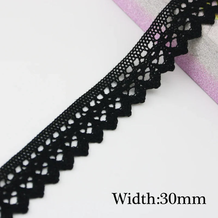 Rynx | (5 meters/roll) black lace fabric cotton embroidery trim DIY sewing handmade craft ribbons materials