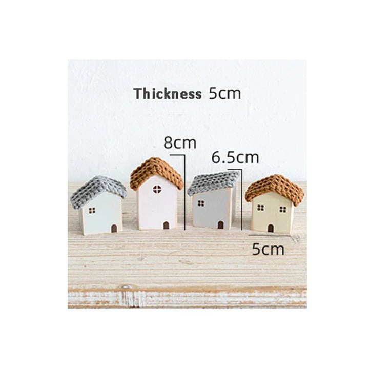 Rynx | Nordic Wooden House Ornaments Home Decor Wood Architecture with Woven Evidence Sweet Desk Miniature Craft Work Children's Room Decor