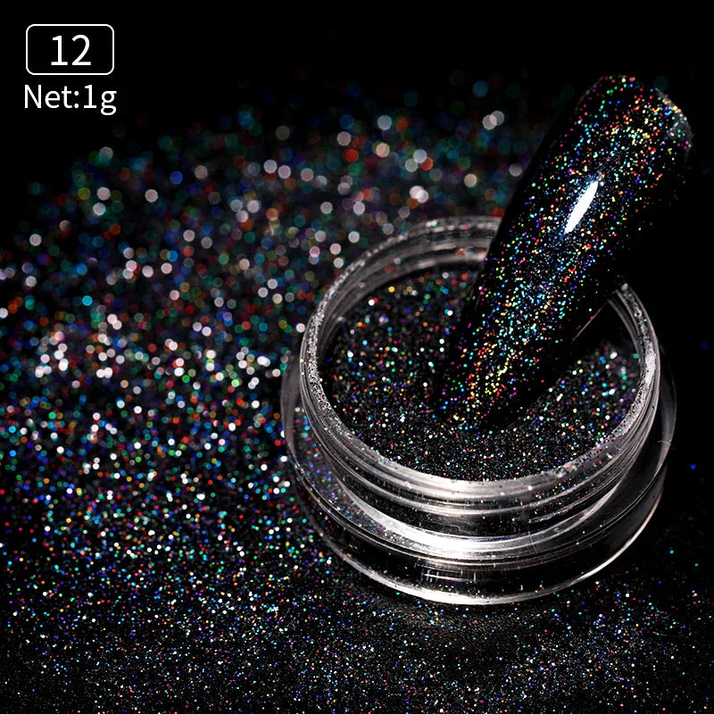 Rynx | Aurora Pearl White Nails Glitter Dust Chrome Gradient Rubbing on Powder Mirror Reflective Magnetic Pigment Nail Art Decorations