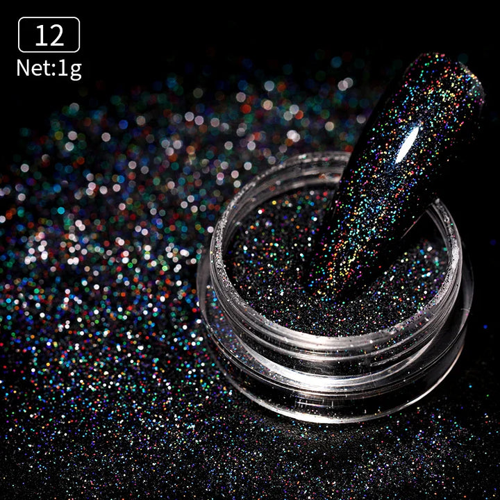 Rynx | Aurora Pearl White Nails Glitter Dust Chrome Gradient Rubbing on Powder Mirror Reflective Magnetic Pigment Nail Art Decorations