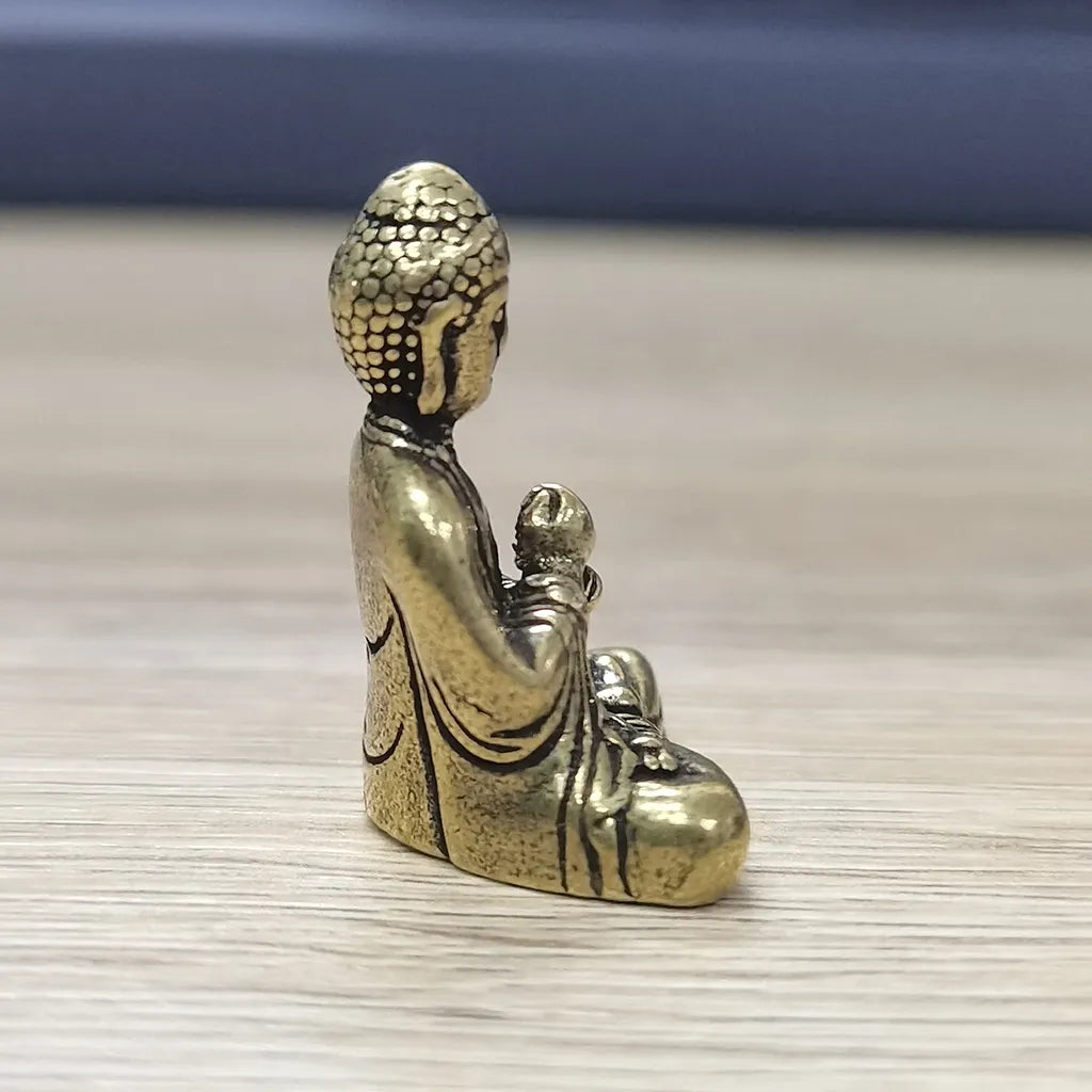 Lisslune | 10 pieces mini brass sitting Buddha statue figure for travel Buddhism worship home office desk decoration