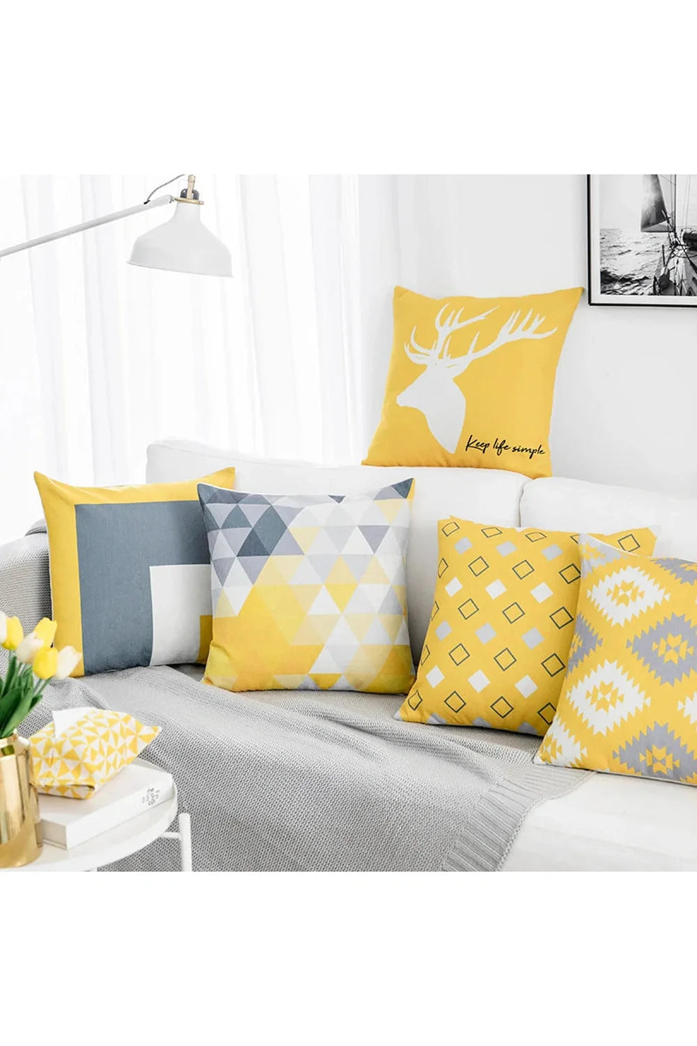 Lisslune | Yellow Deer Geometry Pillowcase