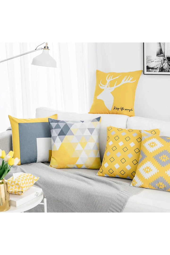 Lisslune | Yellow Deer Geometry Pillowcase