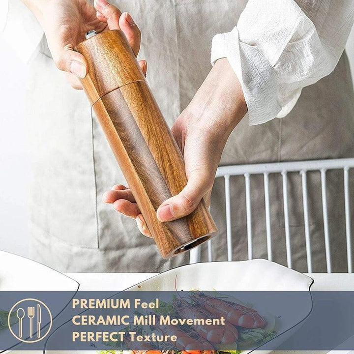 Lisslune | Elegant Acacia Wood Spice Mill Duo - Premium Kitchen Spice Mill