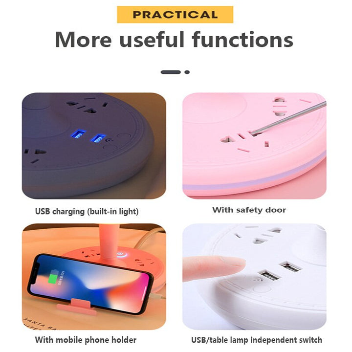 Lisslune | Multi Power Strip Phone Holder Table Lamp