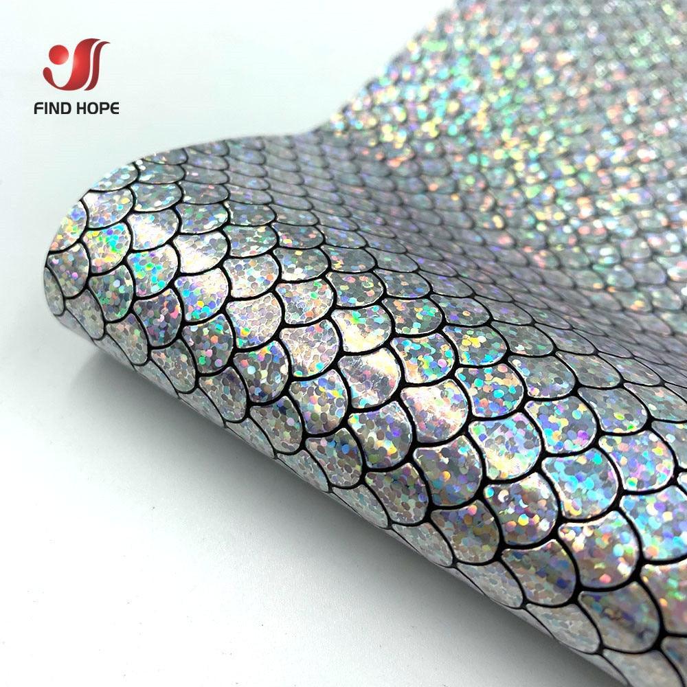 Lisslune | Enchanted holographic mermaid scales PU synthetic leather for creative DIY projects