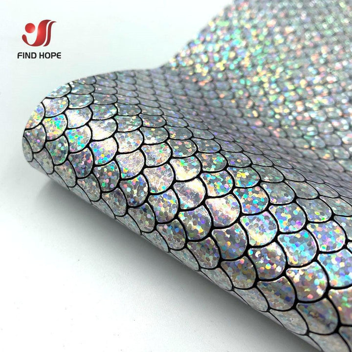 Lisslune | Enchanted holographic mermaid scales PU synthetic leather for creative DIY projects
