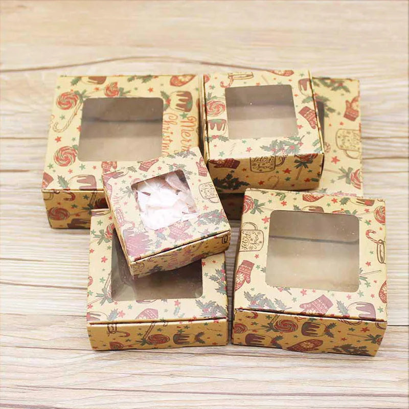 Rynx 6pcs Kraft Paper Gift Boxes Marbling Style DIY Handmade Candy Chocolate Packaging Birthday Party Wedding Decoration Christmas Gift