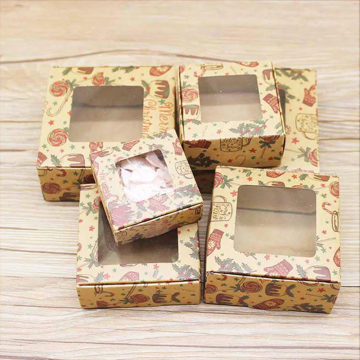 Rynx 6pcs Kraft Paper Gift Boxes Marbling Style DIY Handmade Candy Chocolate Packaging Birthday Party Wedding Decoration Christmas Gift