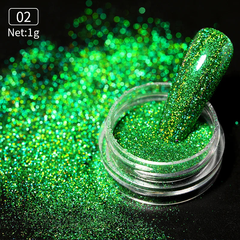 Rynx | Aurora Pearl White Nails Glitter Dust Chrome Gradient Rubbing on Powder Mirror Reflective Magnetic Pigment Nail Art Decorations