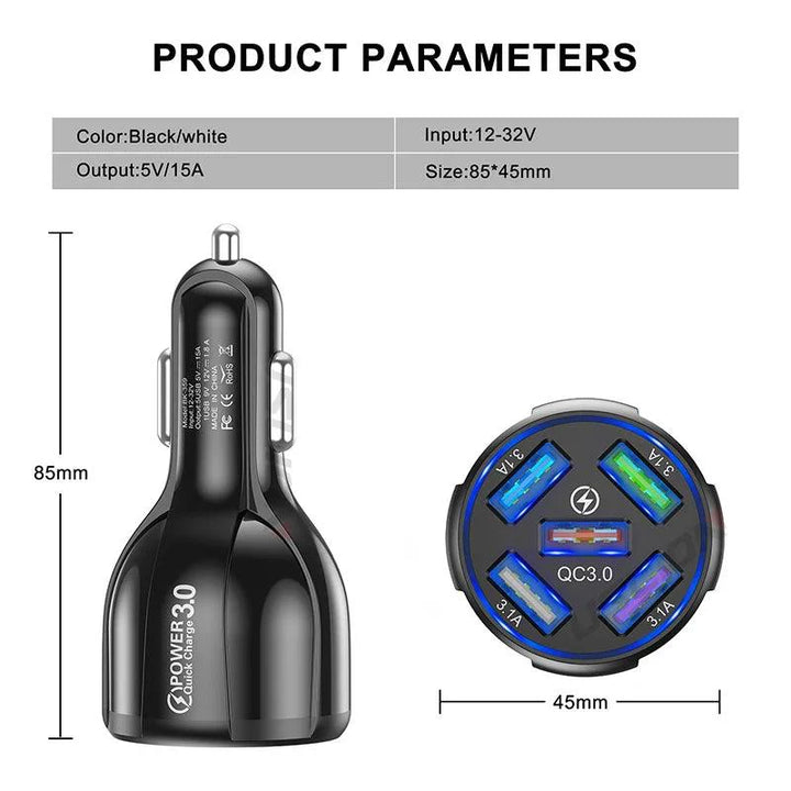 Lisslune | Multi-device fast charging USB car charger for iPhone 12 and all smartphones - your ideal travel companion