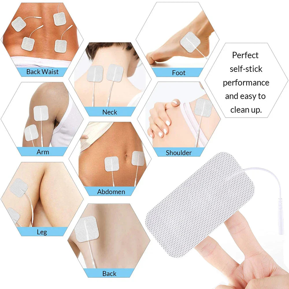 Lisslune | Therapeutic TENS Electrode Pads with Conductive Gel - Muscle Stimulator Massage Patches for Physiotherapy Relief & Pressure Pulse Therapy