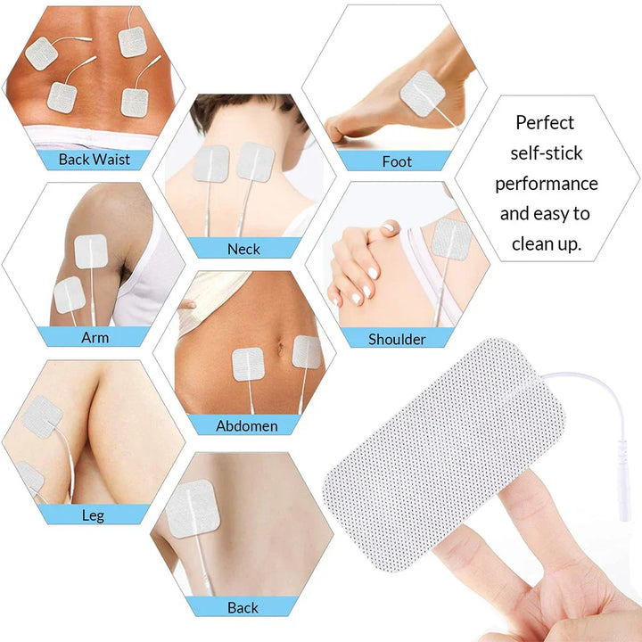 Lisslune | Therapeutic TENS Electrode Pads with Conductive Gel - Muscle Stimulator Massage Patches for Physiotherapy Relief & Pressure Pulse Therapy
