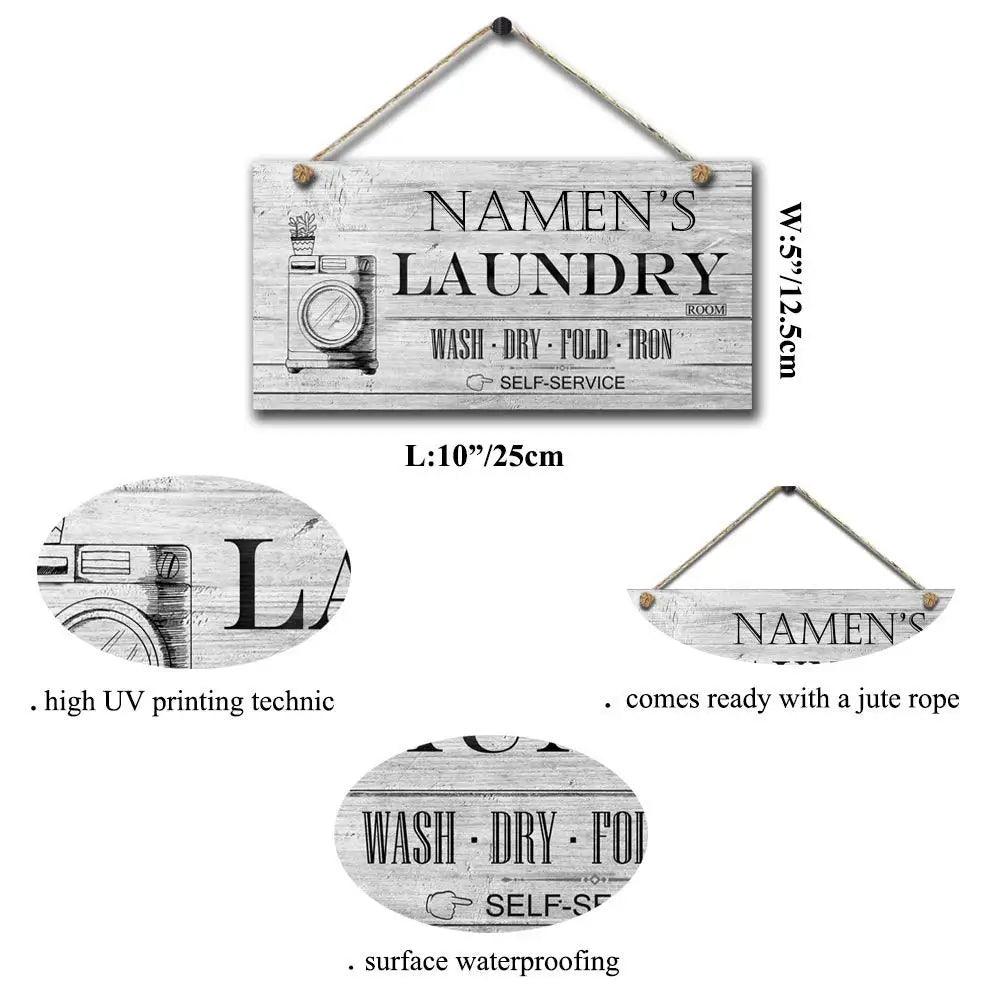 Lisslune | Retro Wooden Laundry Sign for Charming Home Decor