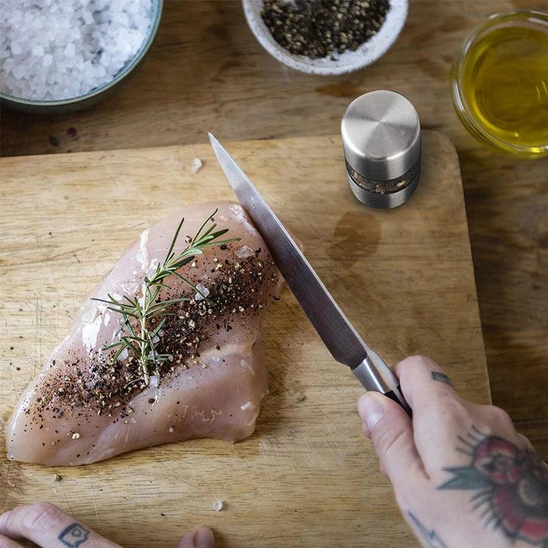 Lisslune | Slim Ceramic Grinder Stainless Steel Salt and Pepper Mill Set for Effortless Seasoning