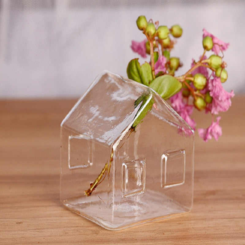 Lisslune | Simple Mini House Glass Flower Vase