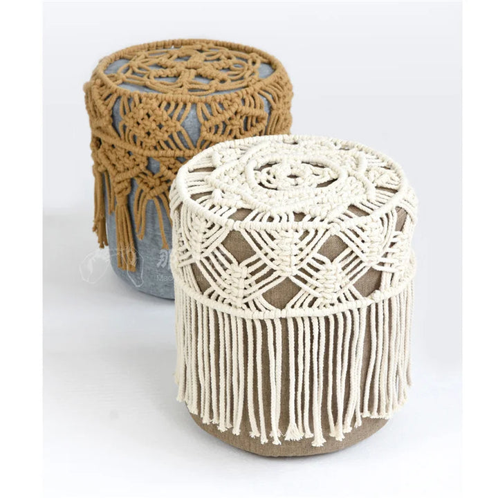 Rynx | Macramé round chair covers handwoven cotton Cope tassel hanging tapestry sofa low stool chair cover Boho decor