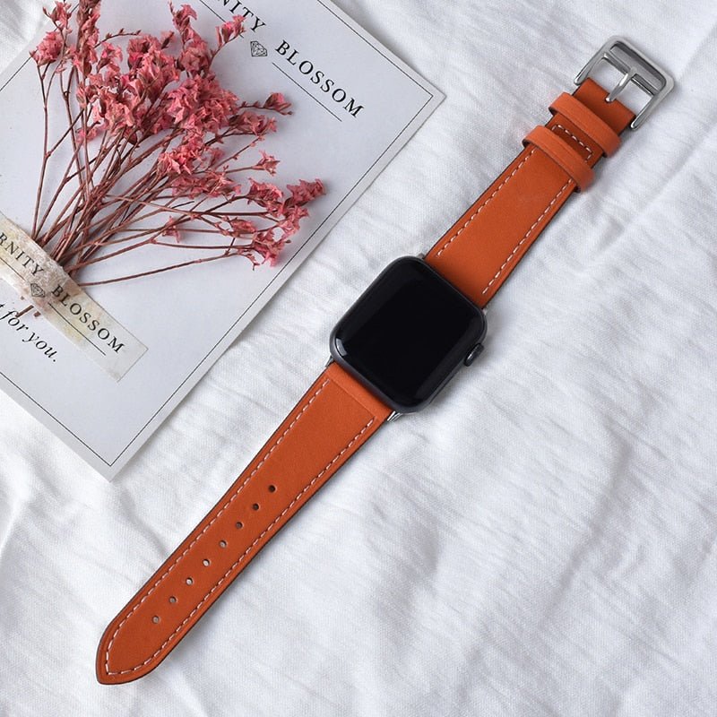 Lisslune | Leather strap for Apple Watch 42mm 38mm Series 3 4 5 6 SE 7 41MM 45MM
