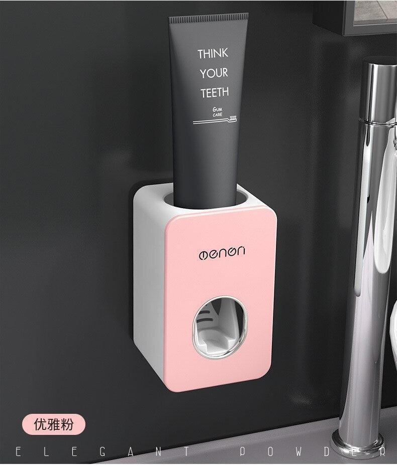 Lisslune | Smart Oral Care Duo: Automatic Toothpaste Dispenser and Wall-Mounted Toothbrush Holder Set