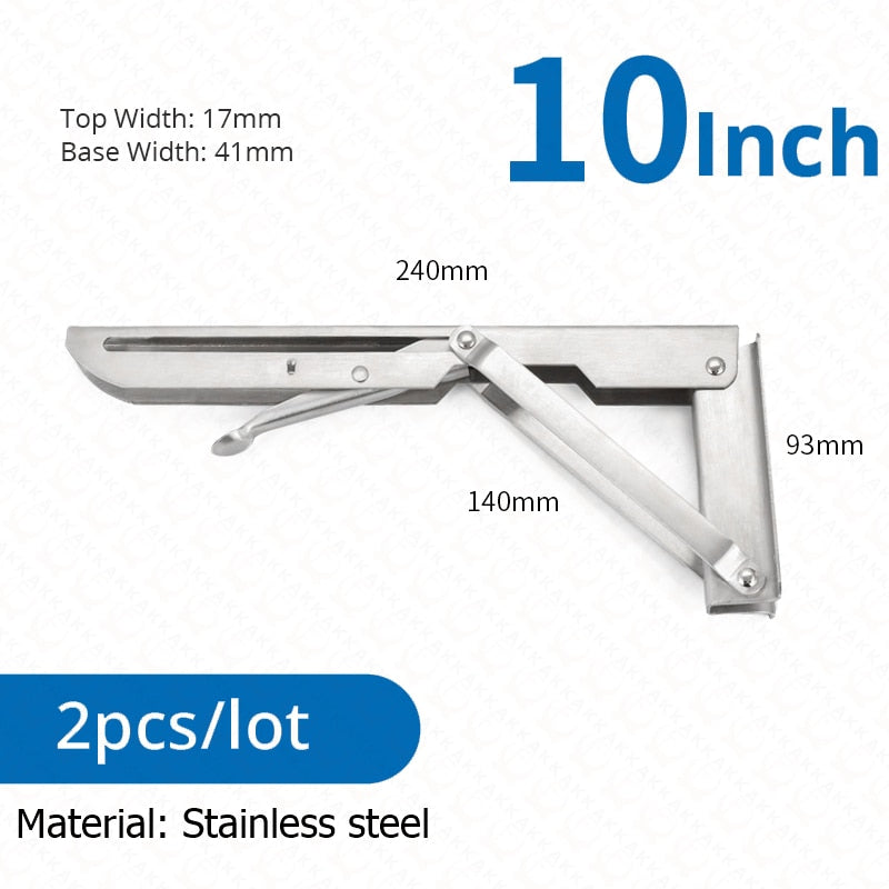 Lisslune | 2-piece set collapsible shelf brackets, heavy-duty, made of stainless steel for tables, motorhomes and space-saving