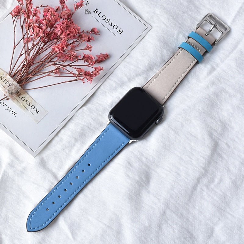 Lisslune | Leather strap for Apple Watch 42mm 38mm Series 3 4 5 6 SE 7 41MM 45MM