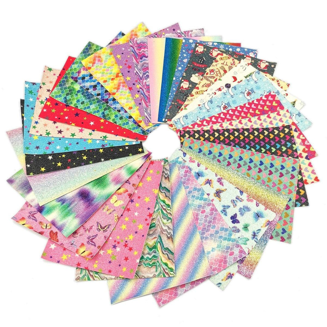 Lisslune | Glittery Rainbow Craft Fabric - 20x30cm Iridescent Art Supplies