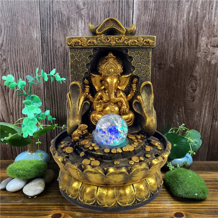 Lisslune | Stunning Ganesha Statue with LED Inner Water Source