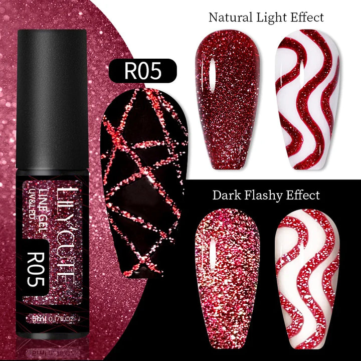 Rynx | 5ml Colorful Reflective Liner Gel Nail Polish Super Bright Painting Glitter Gel Graffiti Stripe Design Polish Manicure