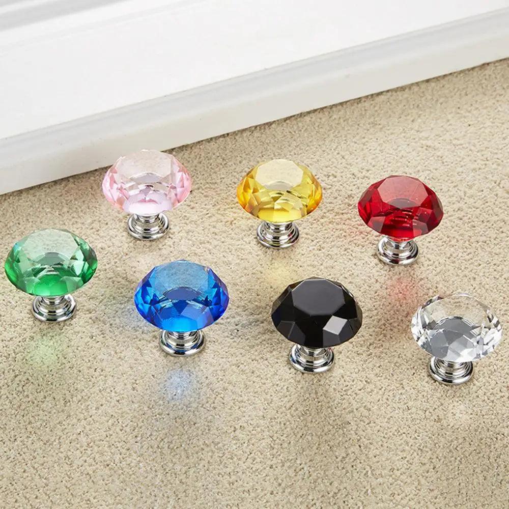 Lisslune | Elegant 30mm Diamond Crystal Glass Cabinet and Drawer Handles for a Glamorous Touch
