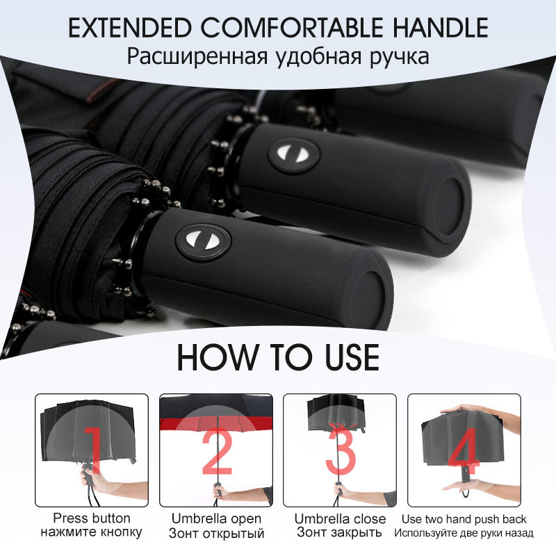 Lisslune | StormShield Automatic Umbrella – Windproof Storm Umbrella with Reversed Closing Mechanism