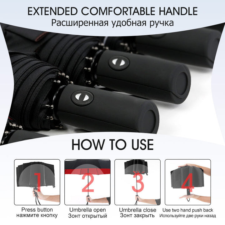 Lisslune | StormShield Automatic Umbrella – Windproof Storm Umbrella with Reversed Closing Mechanism