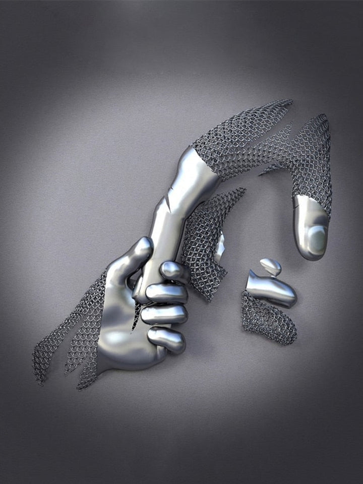 Lisslune | Metal Figure Statues Styles Abstract Canvas Painting Couples Wall Art Love Sculpture Poster Print Home Decor Living Room Gifts