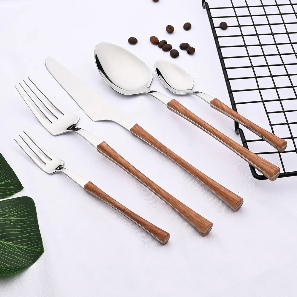 Lisslune | RusticDining | Stainless Steel Cutlery with Wooden Handles
