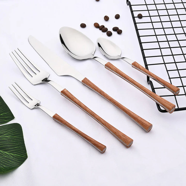 Lisslune | RusticDining | Stainless Steel Cutlery with Wooden Handles