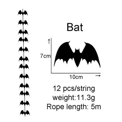 Rynx | 12 pieces/strand Halloween decoration felt wing bone ghost strand black hanging decoration creepy horror Halloween garland deco