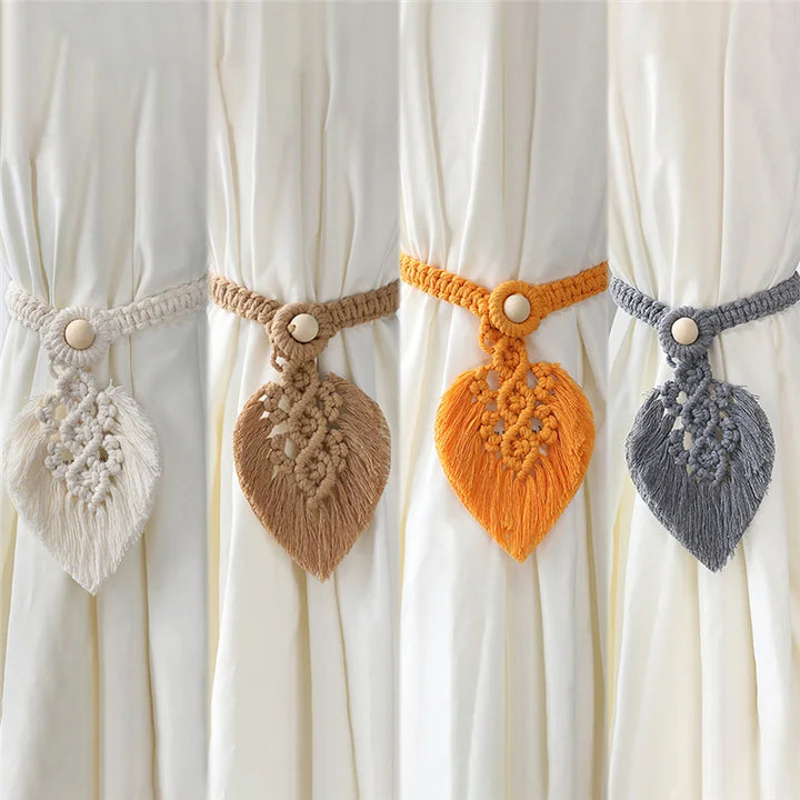 Rynx | Hand-woven macrame curtain tieback holder hooks living room boho decoration accessories hold band curtains